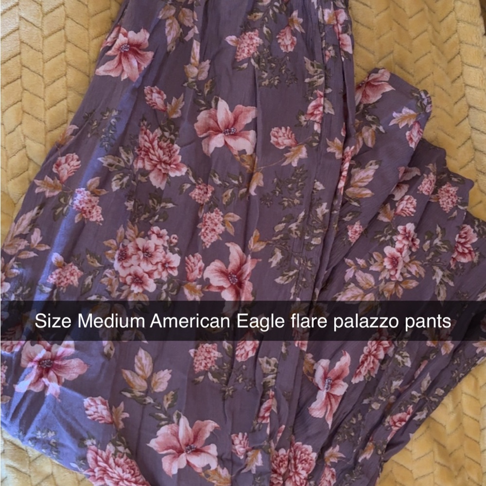 American Eagle Purple Floral Flare Pants
